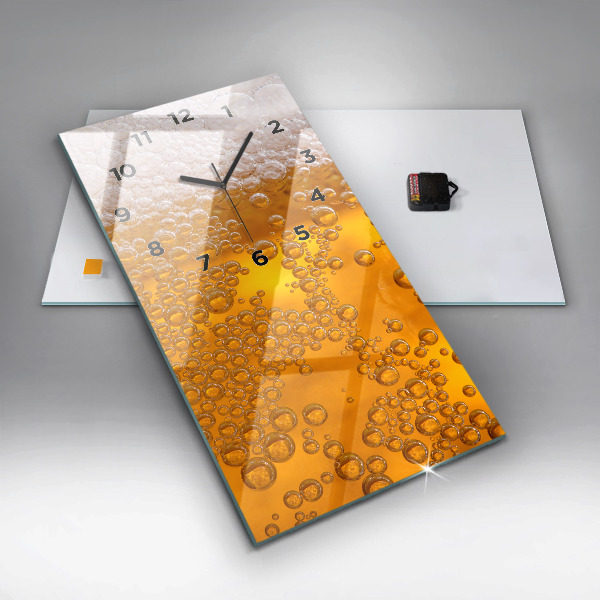 Modern vertical wall clock Beer with foam