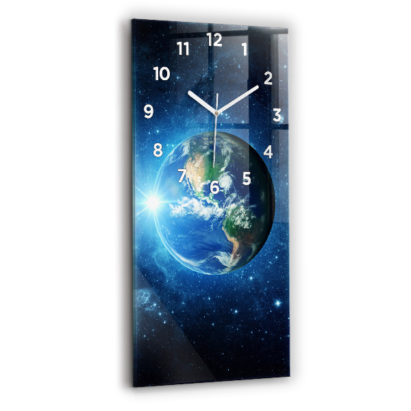 Modern vertical wall clock Earth and Galaxy – NASA