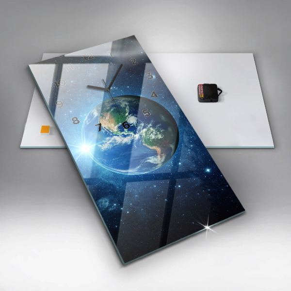 Modern vertical wall clock Earth and Galaxy – NASA