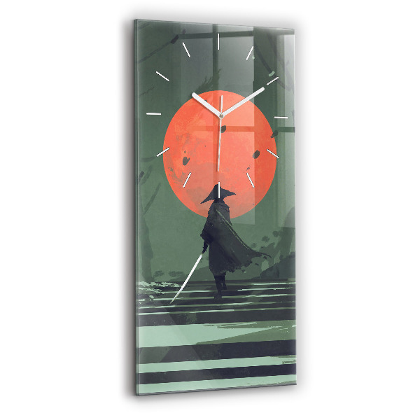 Modern vertical wall clock Samurai in the forest