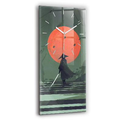 Modern vertical wall clock Samurai in the forest