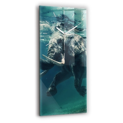 Modern vertical wall clock Swimming elephant in the ocean