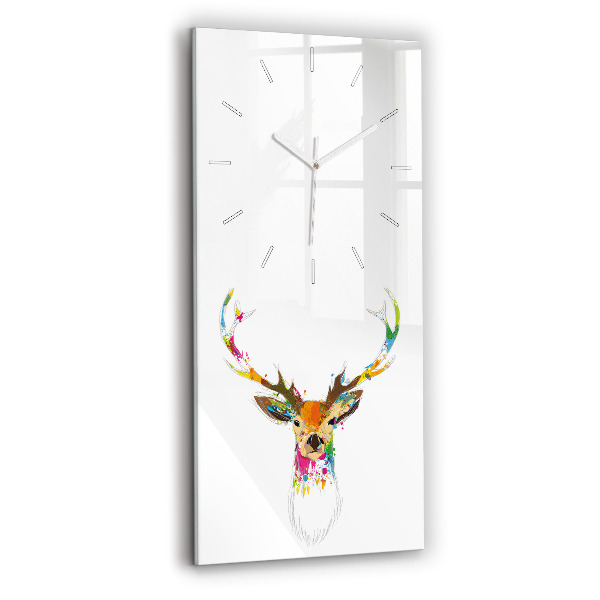 Modern vertical wall clock Colorful deer head
