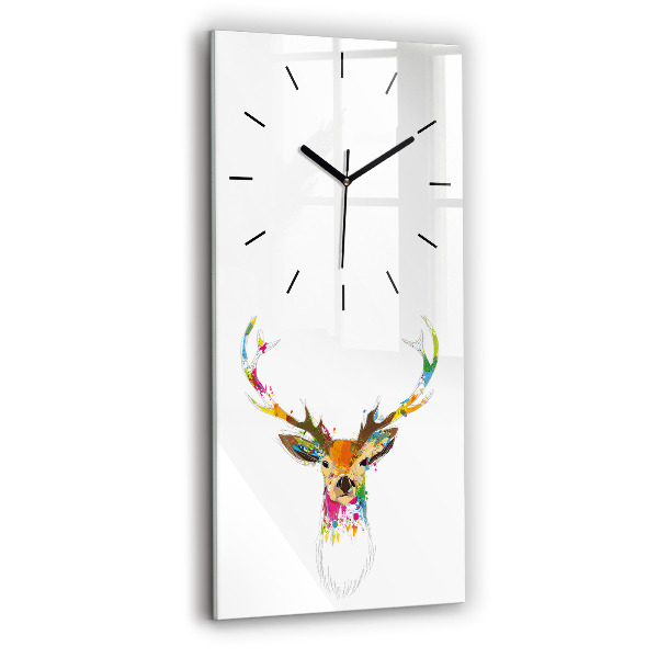Modern vertical wall clock Colorful deer head