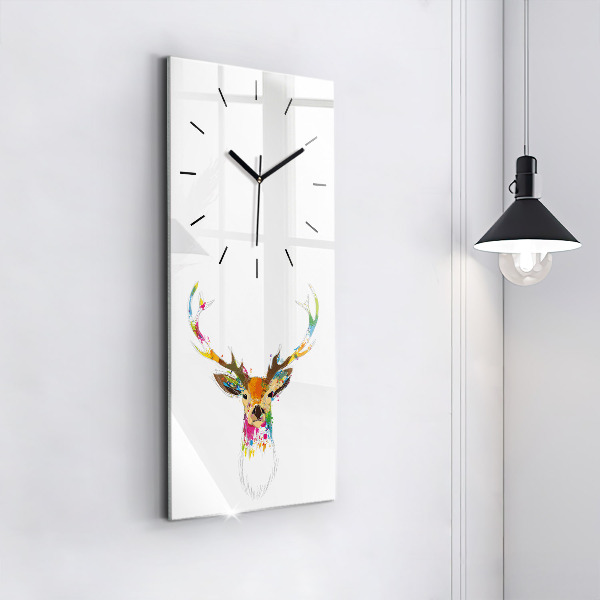 Modern vertical wall clock Colorful deer head