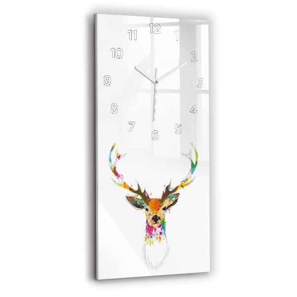Modern vertical wall clock Colorful deer head