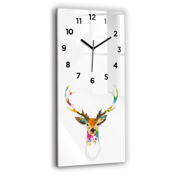 Modern vertical wall clock Colorful deer head