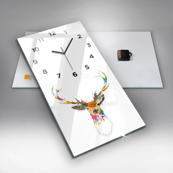 Modern vertical wall clock Colorful deer head