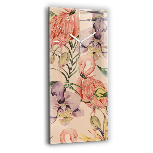 Modern vertical wall clock Tropical palm leaves