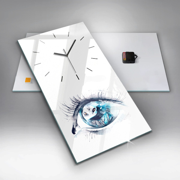 Modern vertical wall clock Wolf Eye Illustration