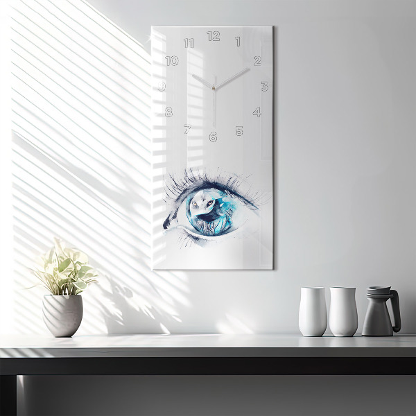 Modern vertical wall clock Wolf Eye Illustration