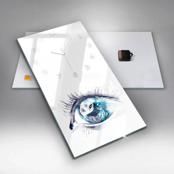 Modern vertical wall clock Wolf Eye Illustration