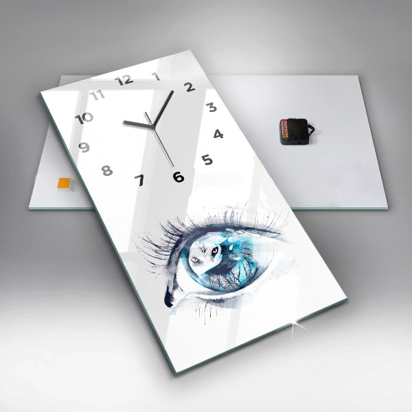 Modern vertical wall clock Wolf Eye Illustration