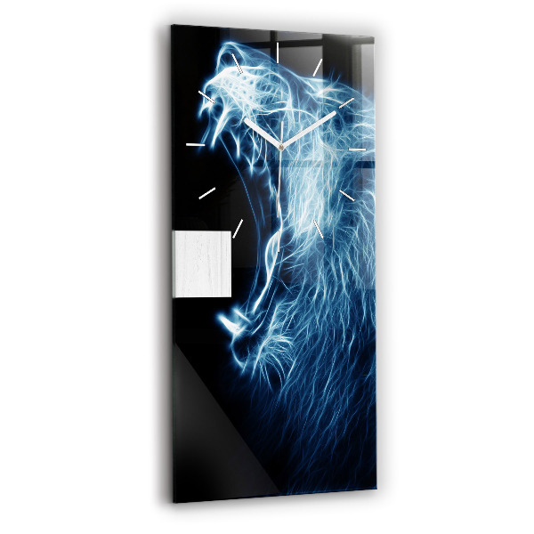 Modern vertical wall clock Wild lion