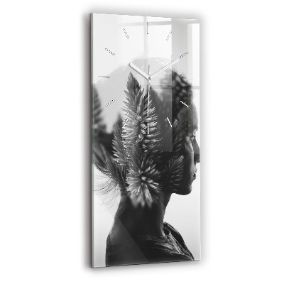 Modern vertical wall clock Portrait of a woman