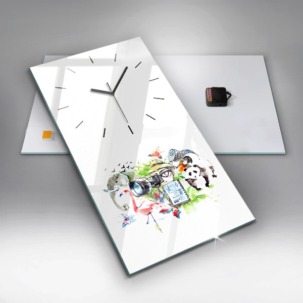 Modern vertical wall clock Zoologist