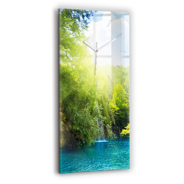 Modern vertical wall clock Lagoon Landscape