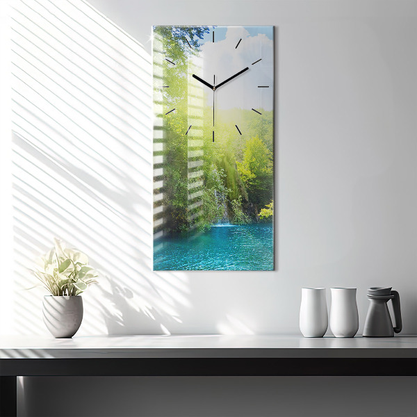 Modern vertical wall clock Lagoon Landscape