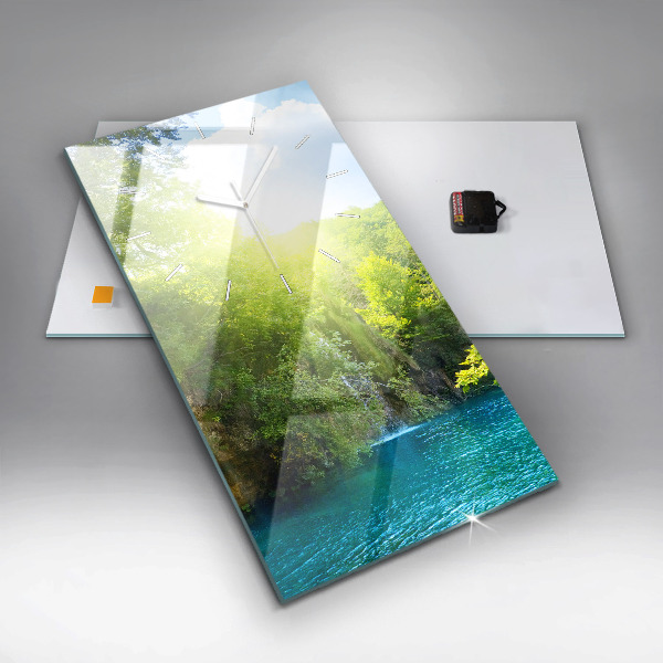 Modern vertical wall clock Lagoon Landscape