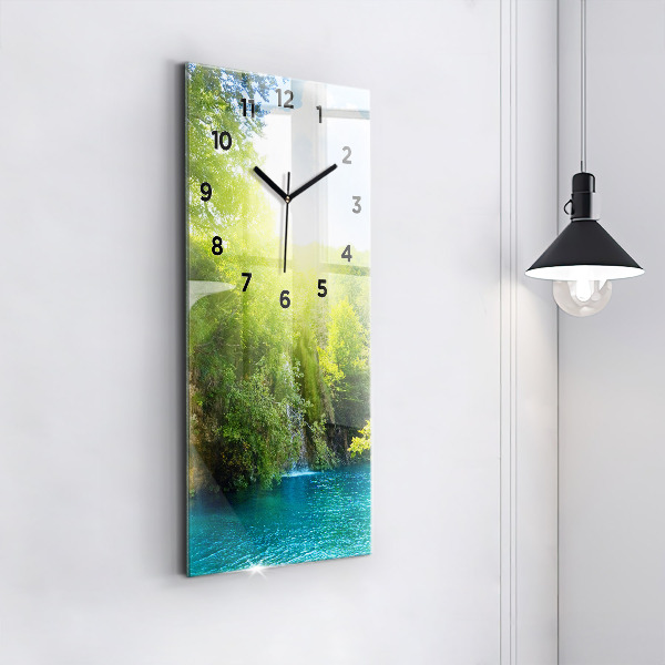 Modern vertical wall clock Lagoon Landscape