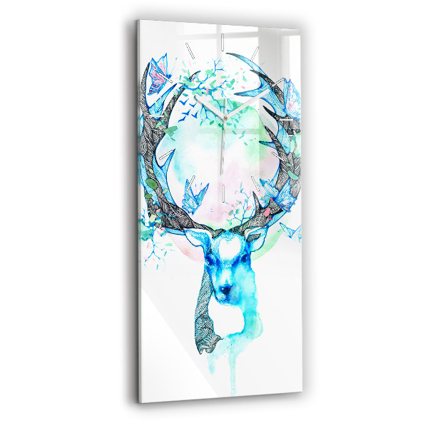 Modern vertical wall clock Deer illustration