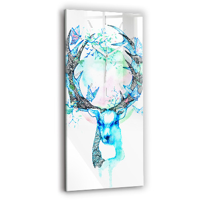 Modern vertical wall clock Deer illustration