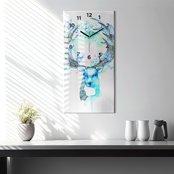 Modern vertical wall clock Deer illustration