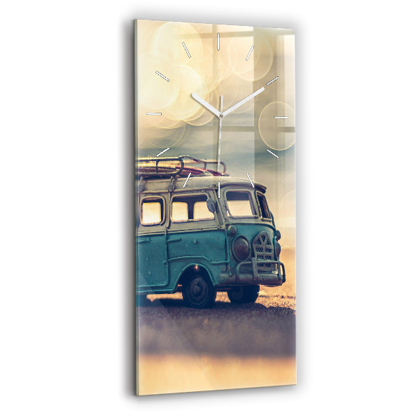 Modern vertical wall clock Camper on the beach