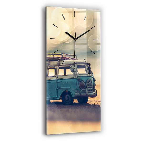 Modern vertical wall clock Camper on the beach