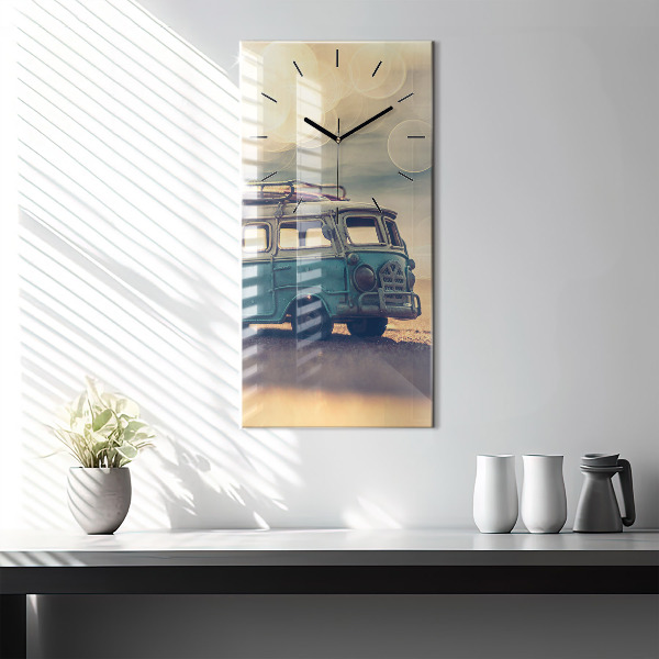Modern vertical wall clock Camper on the beach