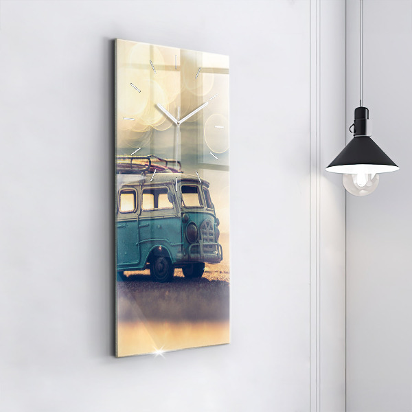 Modern vertical wall clock Camper on the beach