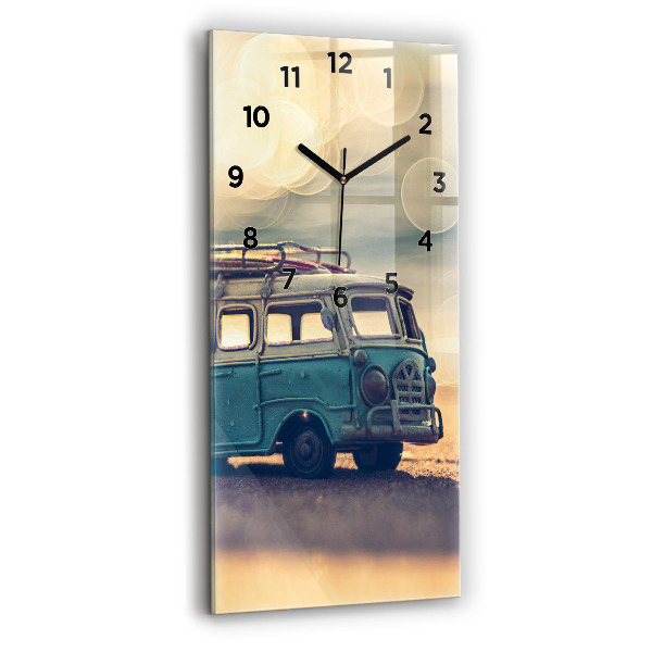 Modern vertical wall clock Camper on the beach