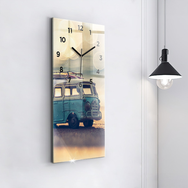 Modern vertical wall clock Camper on the beach