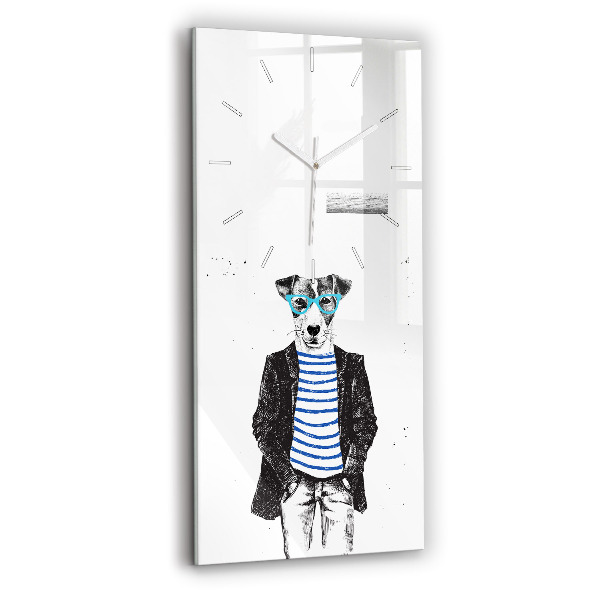 Modern vertical wall clock A dog in a human body