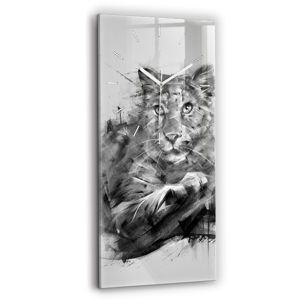 Modern vertical wall clock Painted lion