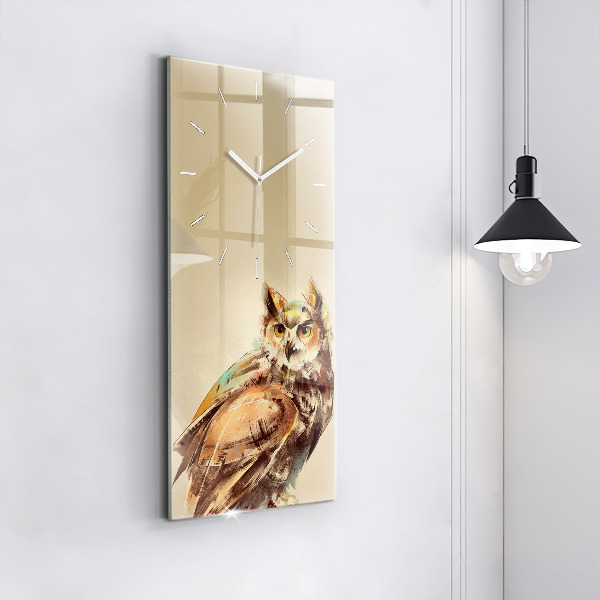 Modern vertical wall clock Owl - a sign of wisdom