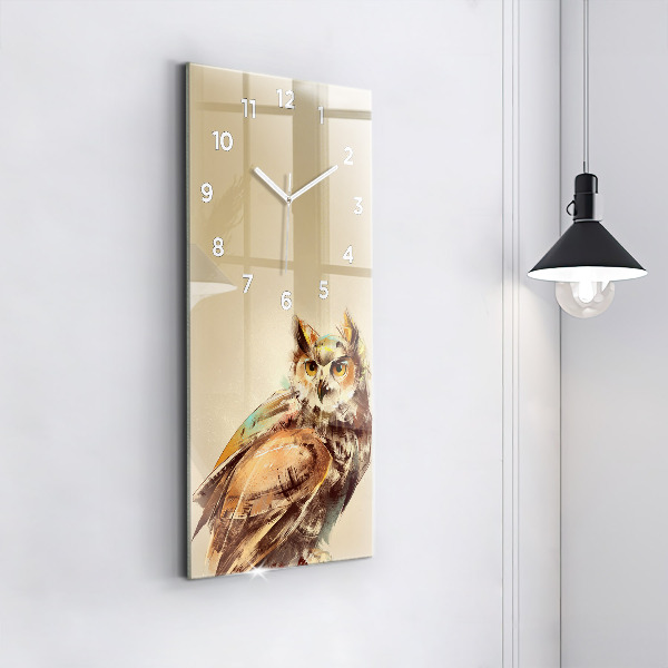 Modern vertical wall clock Owl - a sign of wisdom