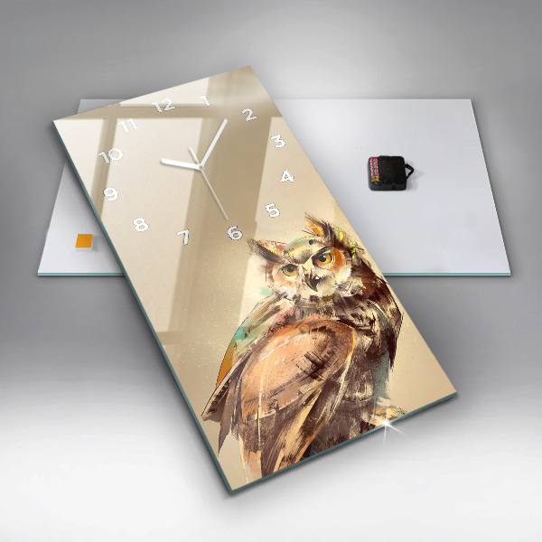 Modern vertical wall clock Owl - a sign of wisdom