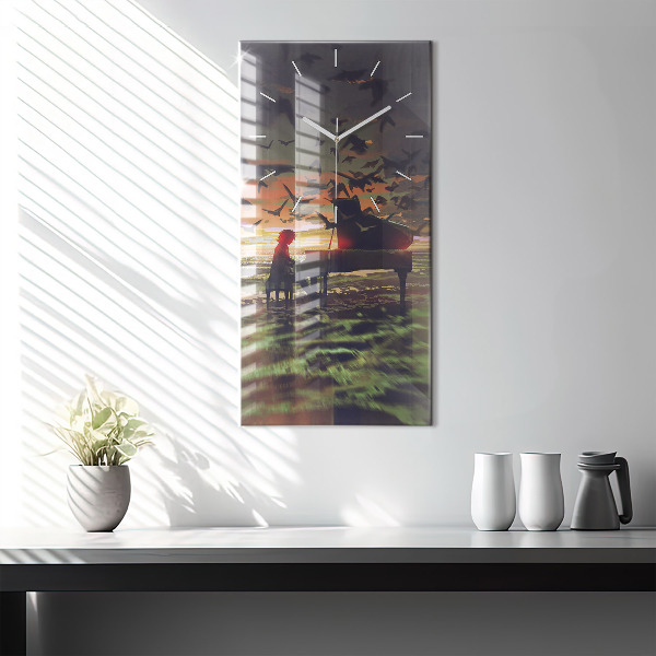 Modern vertical wall clock Concert on the beach