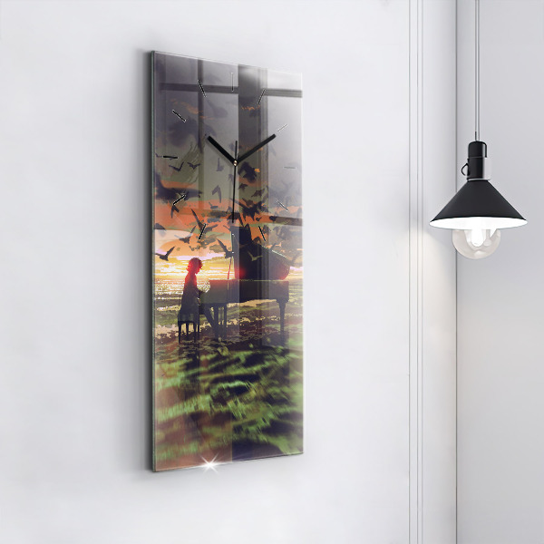 Modern vertical wall clock Concert on the beach