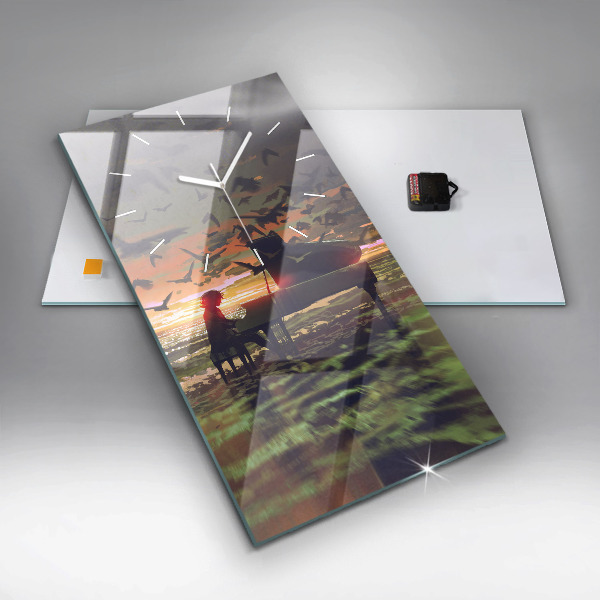 Modern vertical wall clock Concert on the beach