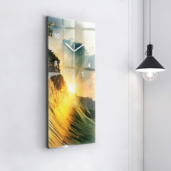 Modern vertical wall clock Waves Sunset Perspective