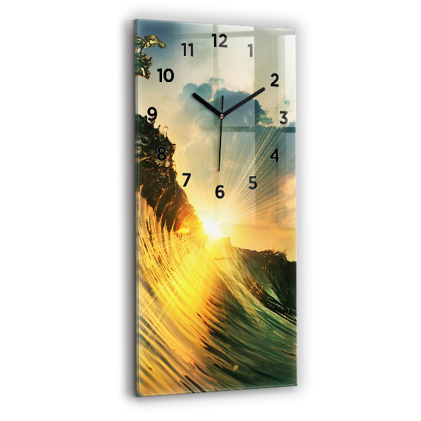 Modern vertical wall clock Waves Sunset Perspective