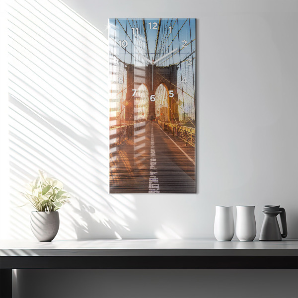 Modern vertical wall clock Brooklyn Bridge NYC