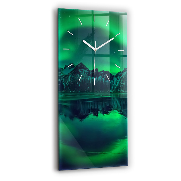 Modern vertical wall clock Northern lights
