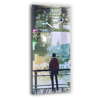 Modern vertical wall clock Cyberpunk