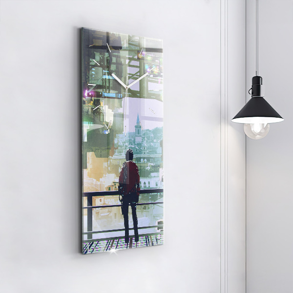 Modern vertical wall clock Cyberpunk