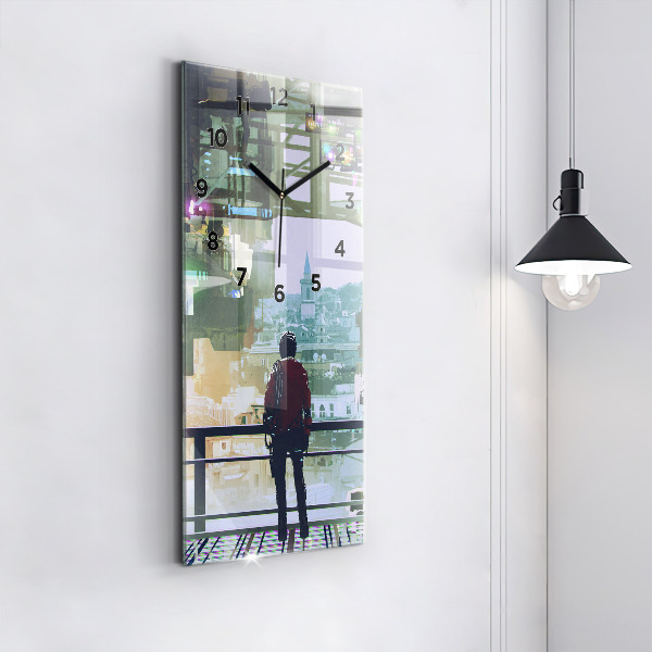 Modern vertical wall clock Cyberpunk