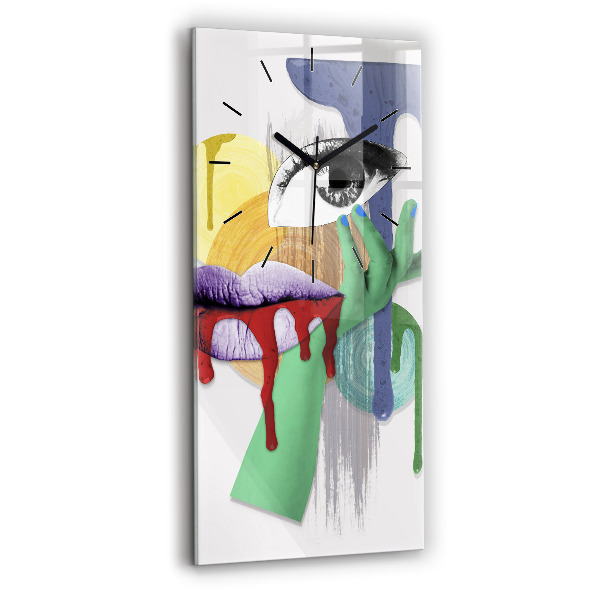 Modern vertical wall clock Surrealist collage