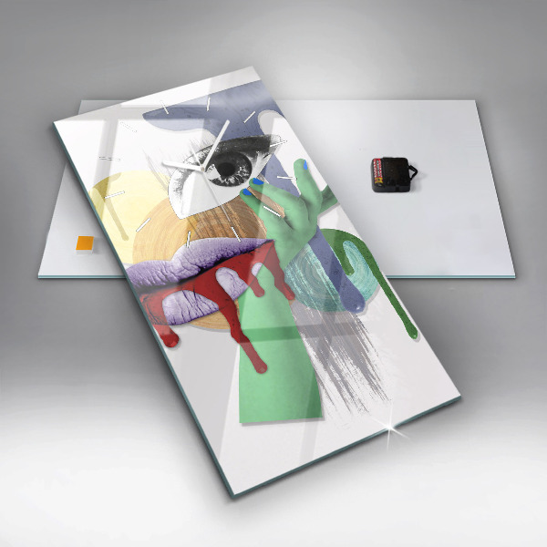 Modern vertical wall clock Surrealist collage